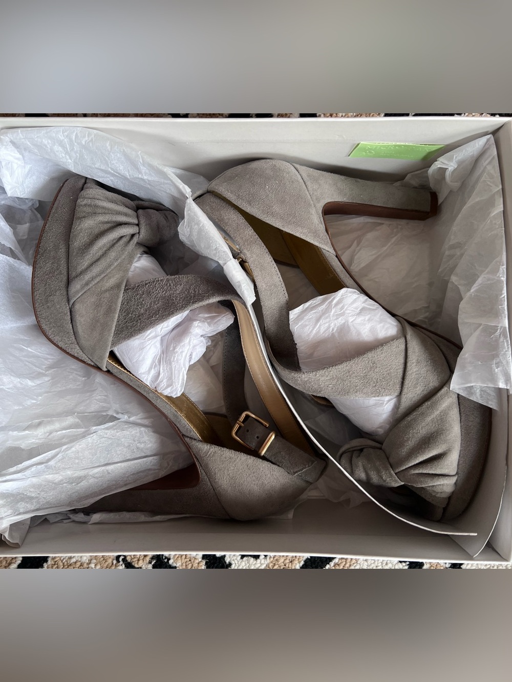 J. Crew grey suede knotted peep toe pumps/8